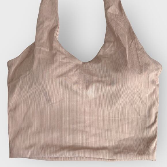 Klassy Network Large V-Neck Crop Top Tan Built-in Bra Halter Loungewear Casual - Picture 5 of 7